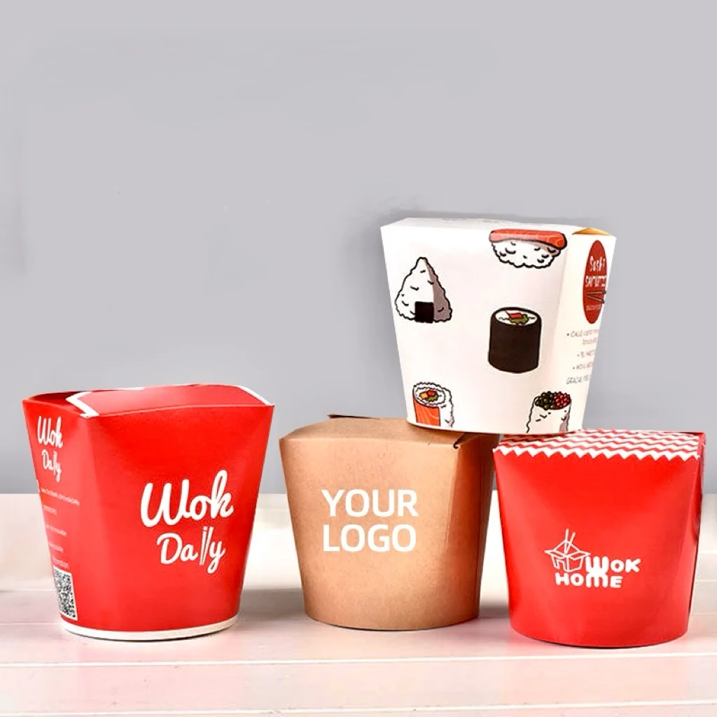 16 26 32oz Restaurant Print Biodegradable Disposable Pasta Food Packaging Box Food Noodle Paper Box Custom Take Away Noodle Box
