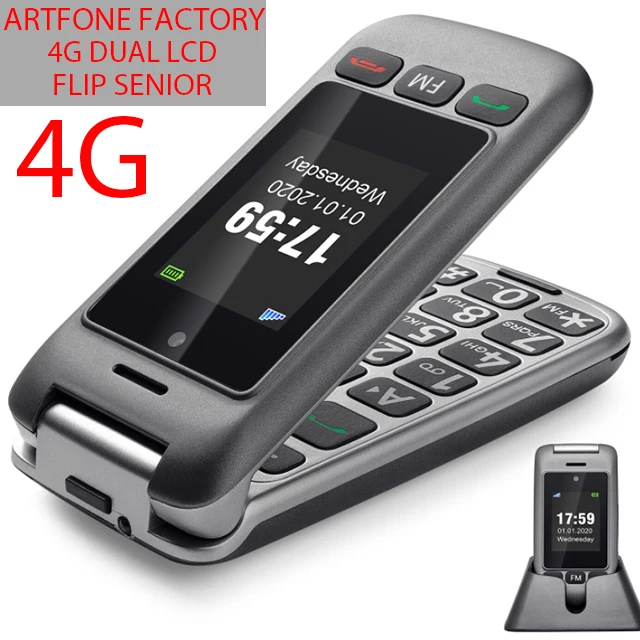 Artfone G6 Senior Flip Phone - 4G, Pantalla Dual, SOS