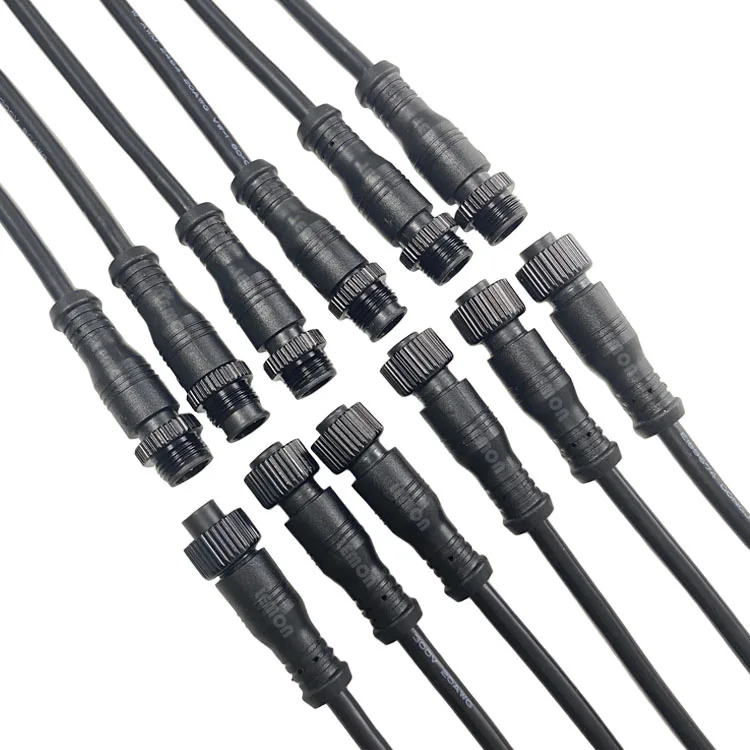 0.75mm2 18AWG 0.75sqmm Customizable IP67 IP68 M12 Waterproof Power Cable Male Female 2 3 4 pin Electrical Connector