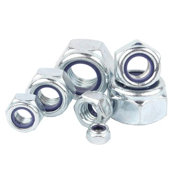 M2 M3 M4 M5 M6 M7 M8 M10-M32 Carbon Steel Galvanized Din985 Hex Nylon Insert Lock Nuts Zinc Plated Blue White Healthcare Mining