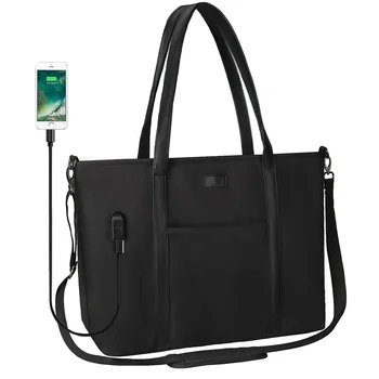 Relavel Hot Selling Large Waterproof USB Laptop Tote Bag for Women Handbags