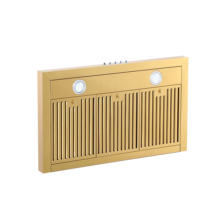 Modem Design High End Brushed Gold Range Hood Kitchen Cooker Chimney Hood Pyramid Gold Island