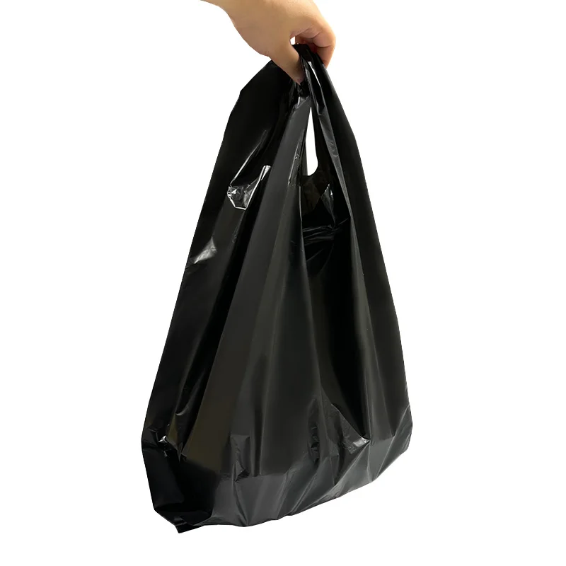 Thick Embossed Black Thank You Carry-Out Carrier HD White T-Shirt Bag  Disposable Plastic Restaurant Grocery Shopping Retail Bags