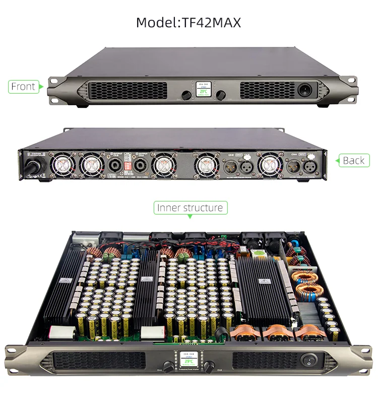 New Model Professional Class D 1u 4200watts 2 Channel Power Amp Digital