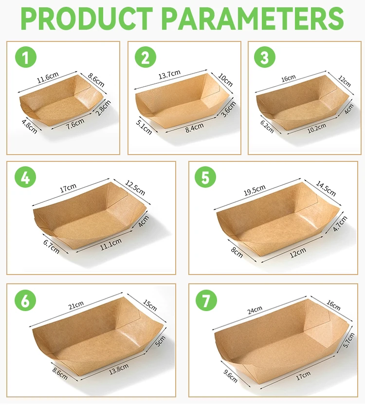 fast-food-paper-tray-kraft-paper-food-tray-accepting-customization-and-printing-kraft-paper-boat