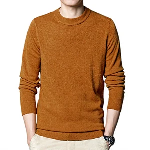 100% Cashmere Men's Full Sleeve Neck Sweater Autumn Winter Thickened Warm Solid Color Knitted