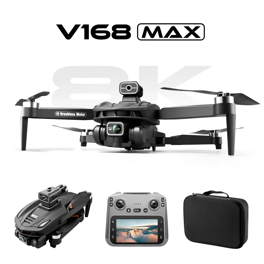 V168 MAX GPS Drone 4K with Camera Brushless Outdoor Prosumer Drones Obstacle Avoidance UAV FPV Dron with Screen