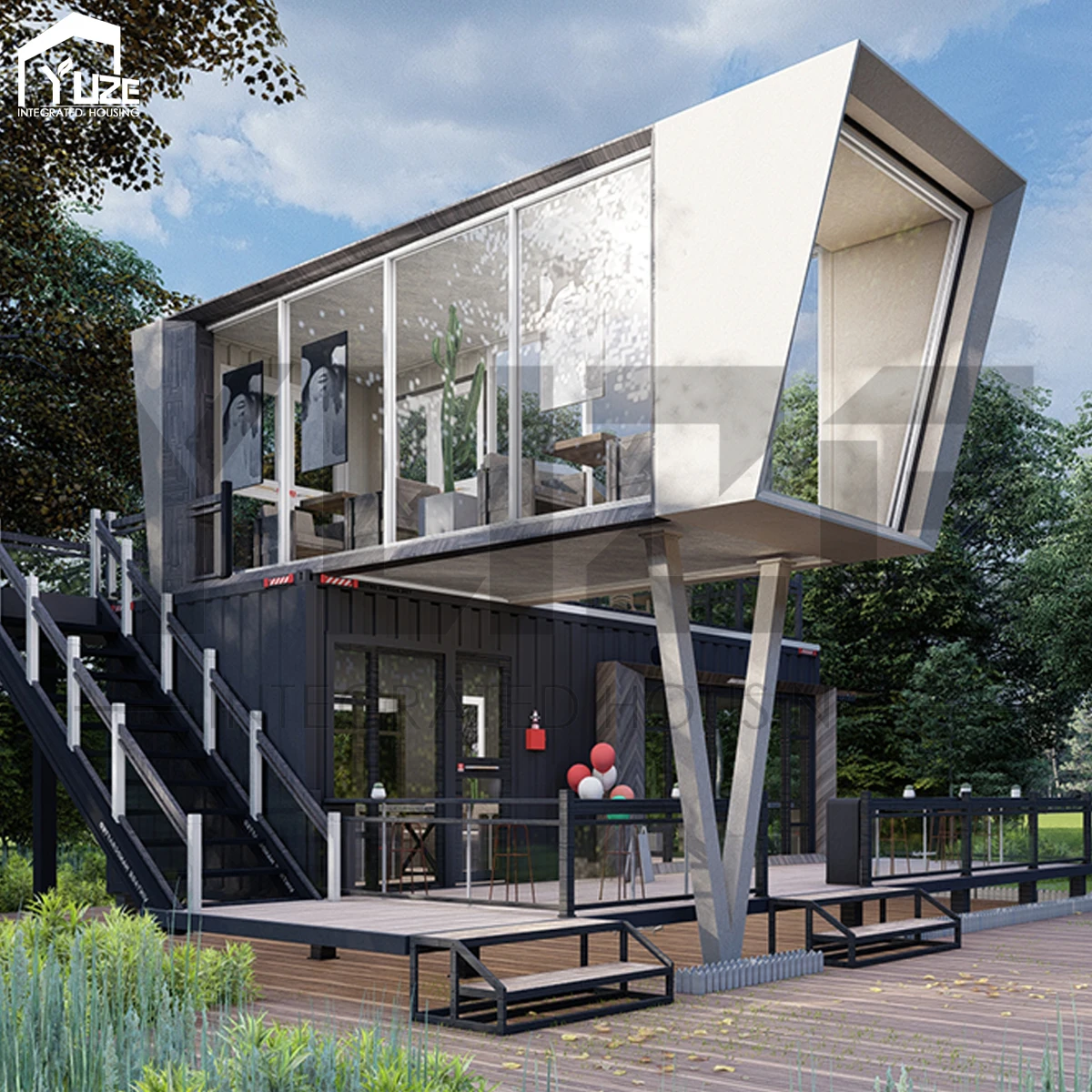 Futuristic Two-Story Prefab Container Cafe Restaurant with Kitchen for Singapore