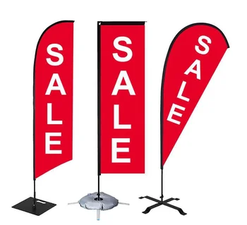 Custom Advertising Outdoor Festival Sports Feather Teardrop Flag Banners Waterproof Beach Promotional Flag