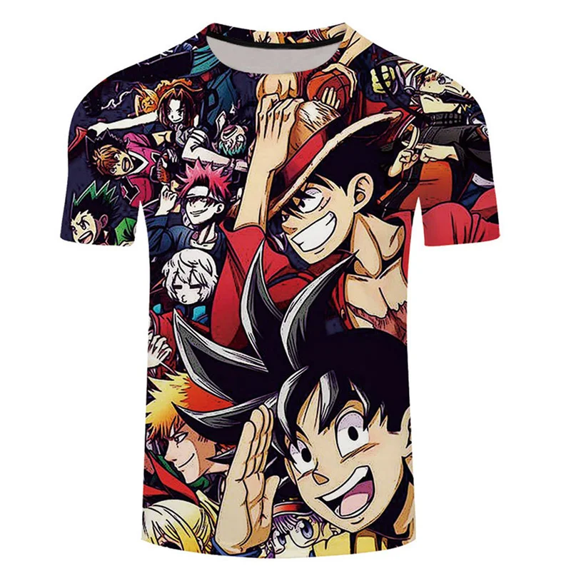 Custom Design Polyester Cotton Blend 3D Digital Printing Personalised t Shirts Anime T-shirt Cartoon Ball Dragon Shirt