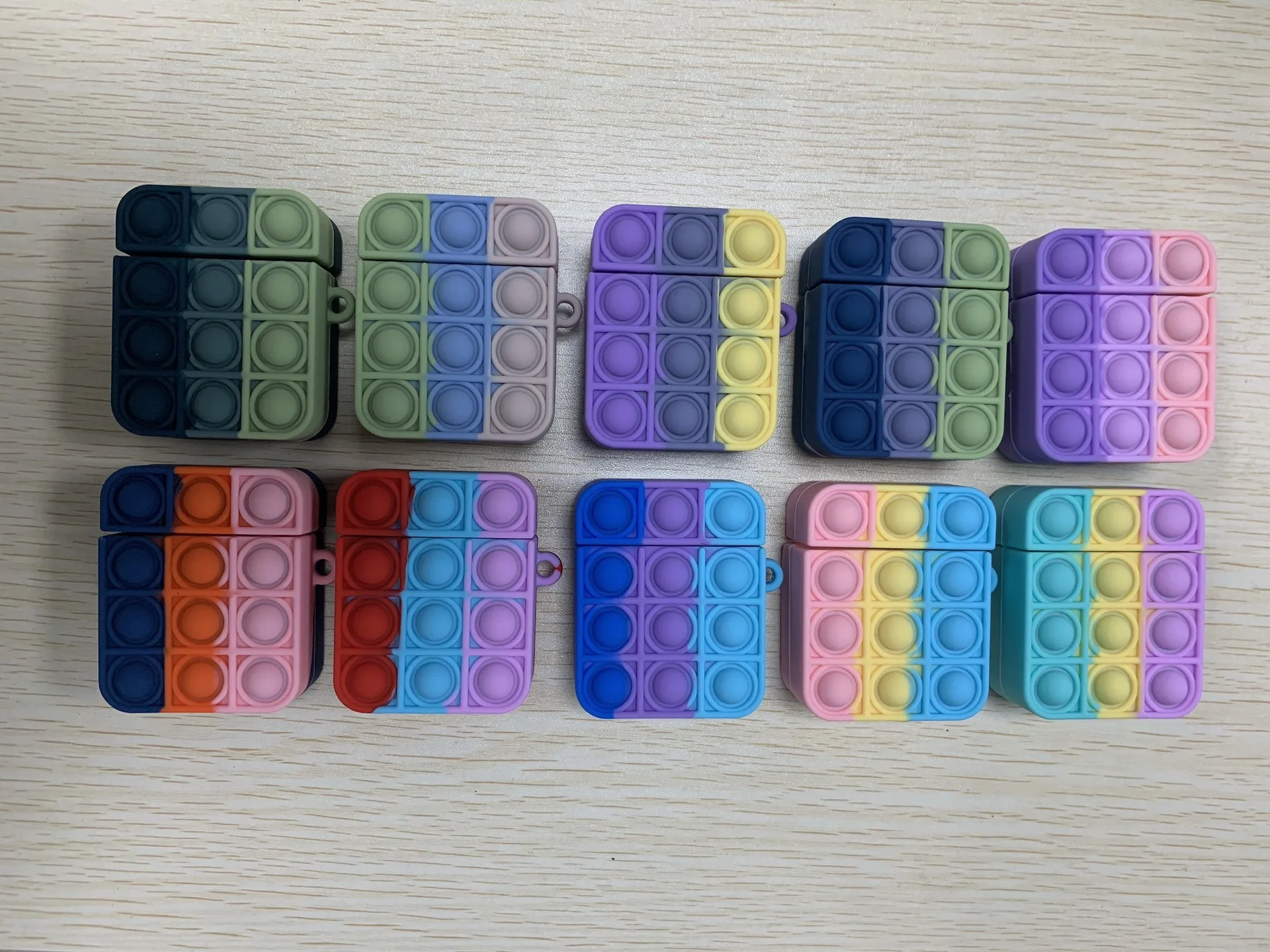 2021 Радужный силиконовый чехол для наушников, пузырьковая игрушка-антистресс, Airpods 1/2/3 Pro, сенсорная игрушка-антистресс