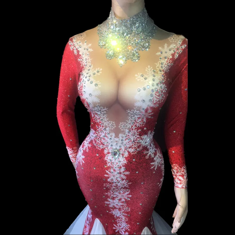 Wholesale vestido mujers whole stage performance costume red Long leeves glitter rhinestone graduation birthday wedding guest trailing dress lady Las Wholesale vestido mujers whole stage performance costume red Long leeves glitter rhinestone graduation birthday wedding guest trailing dress lady Las