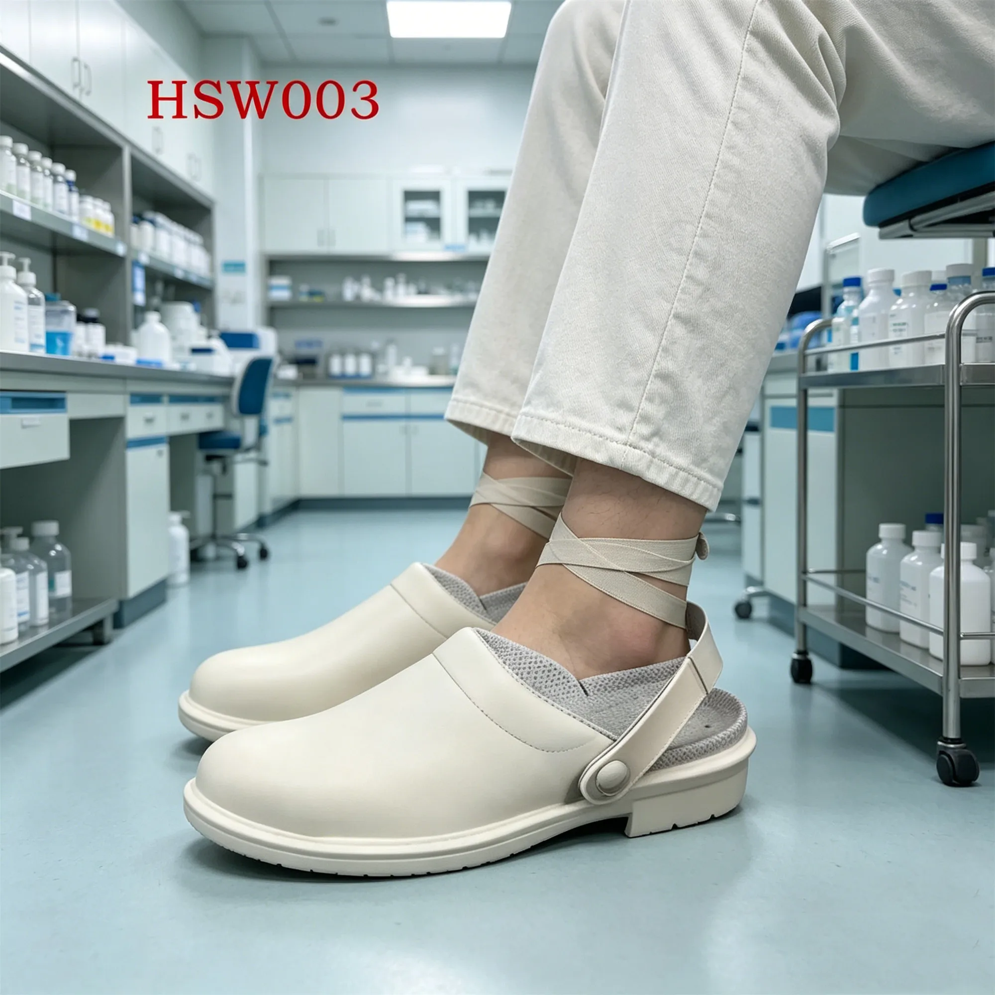 ZYF,Cleanroom Compatible Easy to Wear ESD White/black Safety Shoes Medical Laboratory Anti-bacteria Unisex Work Clogs HSW003