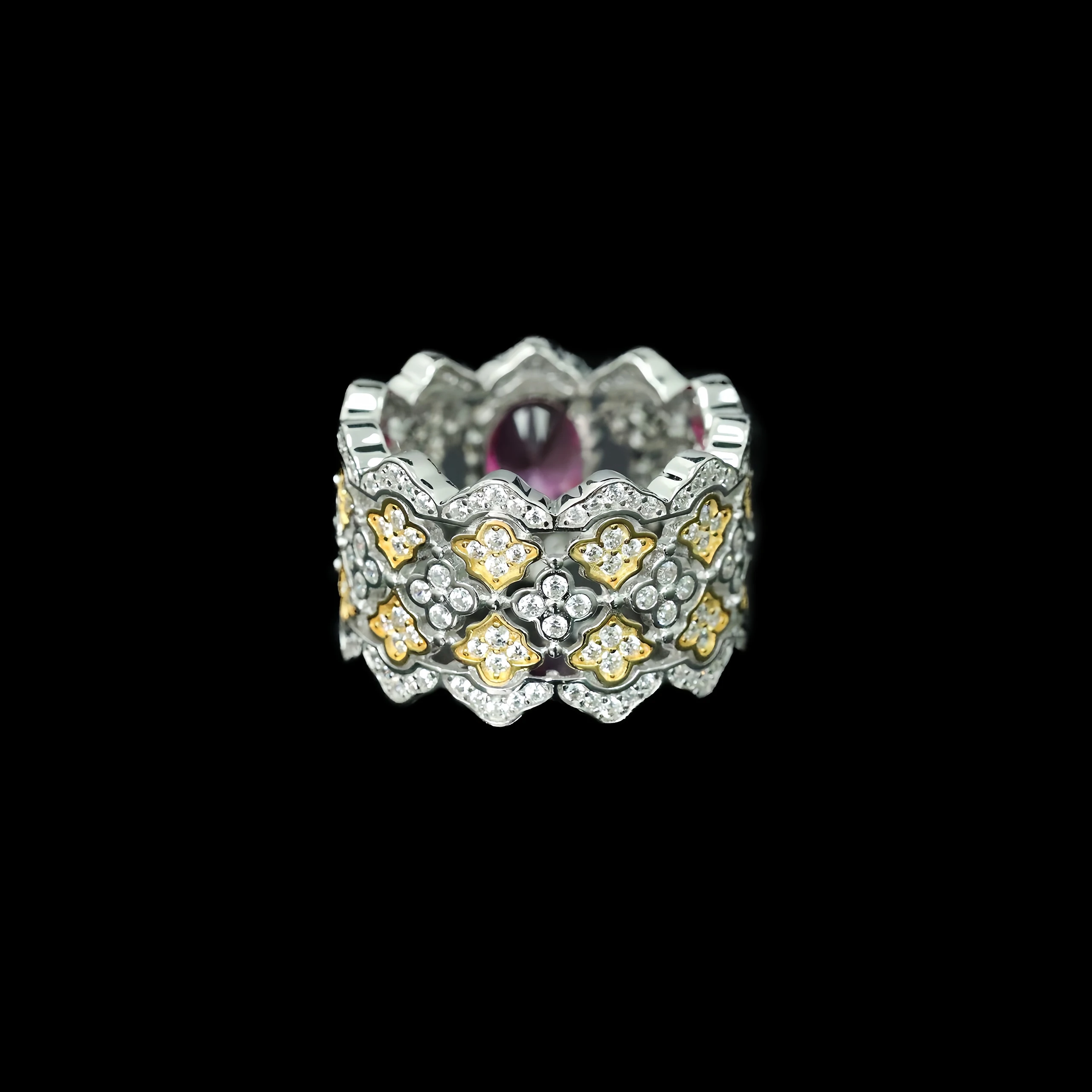 MUSHAN Jewelry Factory 925 Sterling Silver Ring High-carbon Drill GRC Cultivated Pink Jewelry Fashion Retro Girl and Women Rings