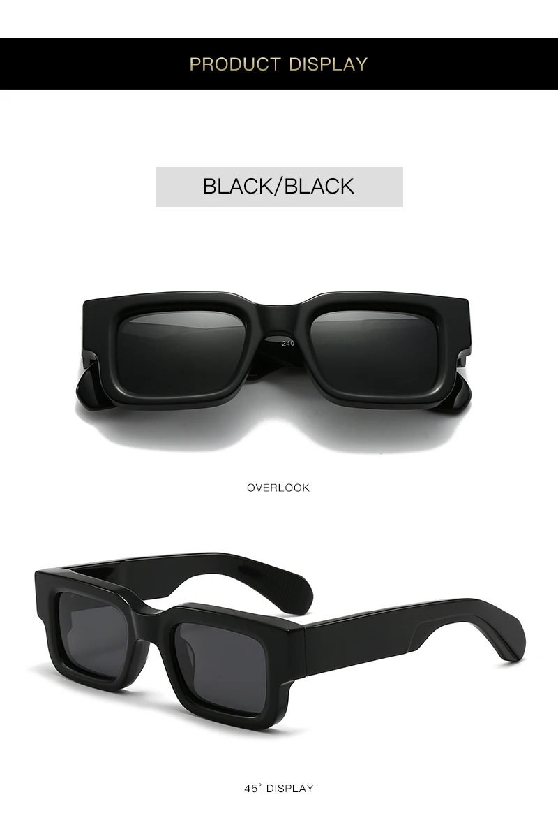 Hochwertige polarisierte Acetat-Sonnenbrille für Damen und Herren, individuelles Logo, dicker quadratischer Rahmen, rechteckige TAC-Gläser_voghion.com