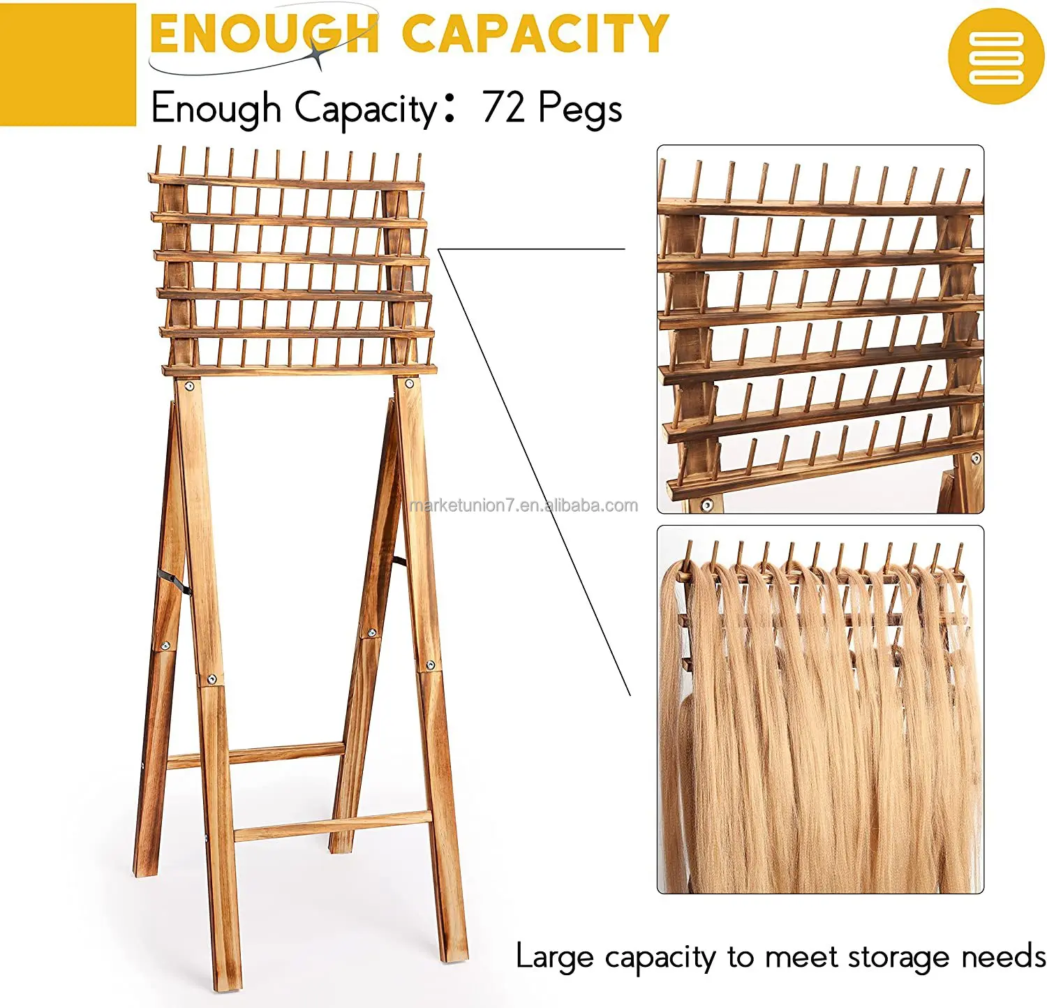 Collapsible Wooden Thread Rack Braids Braid Hair Extension Holder ...