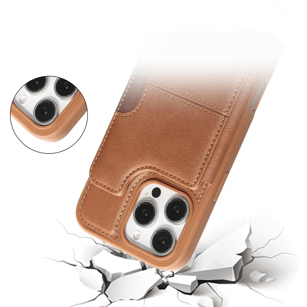 product laudtec leather holder phone cases for iphone air 17 16 pro max flip wallet card clip case simple business back cover sjk1100-6
