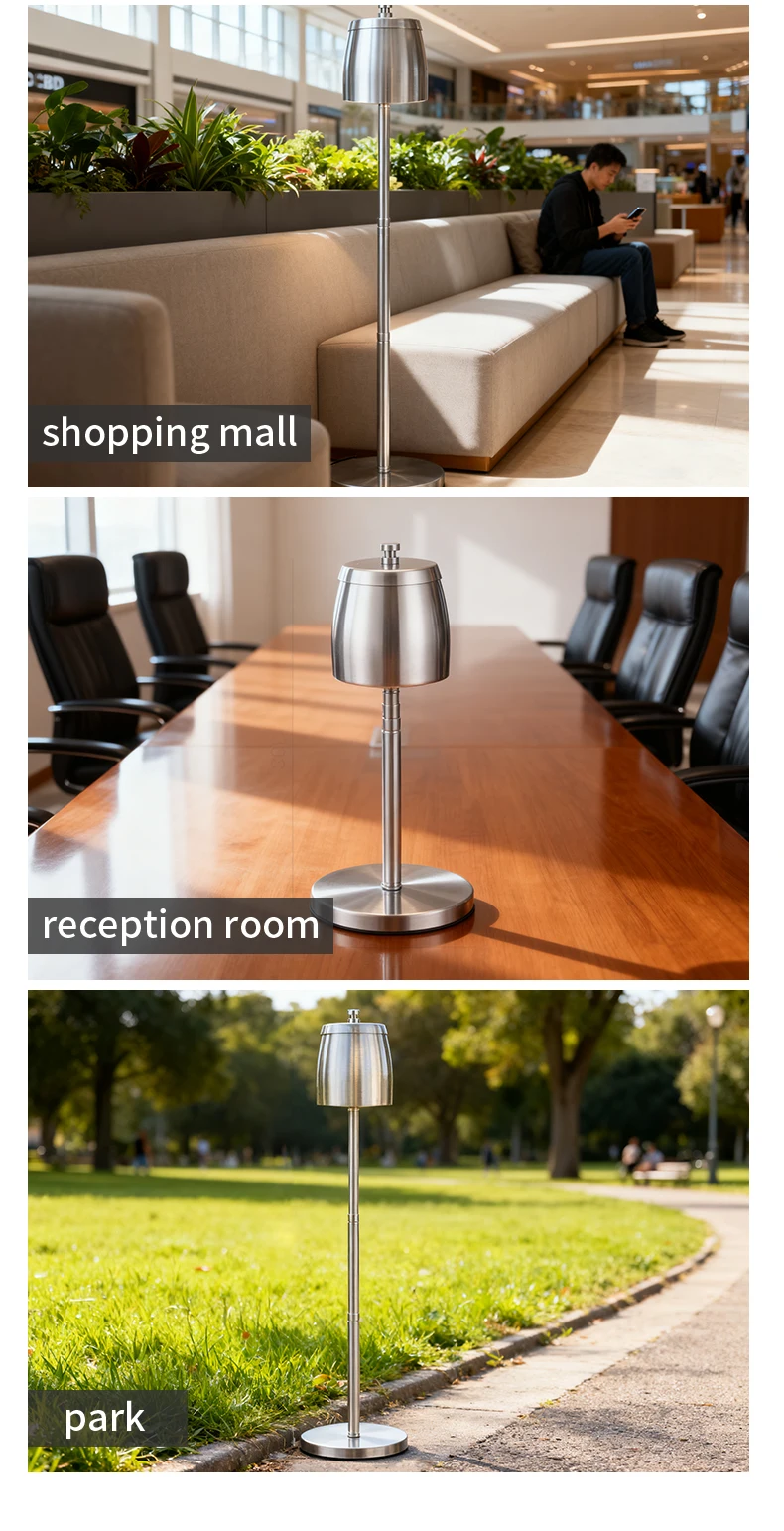 Stainless Steel Table Top Ashtray with Lid Cigarettes Windproof/Rainproof Stainless Steel Smokeless Odorless Ash Tray for Home