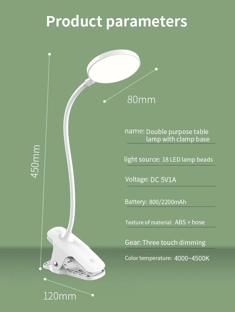 Cold light minimalist led reading desk lamp bedroom desk lamp desktop study creative clip small table lamp