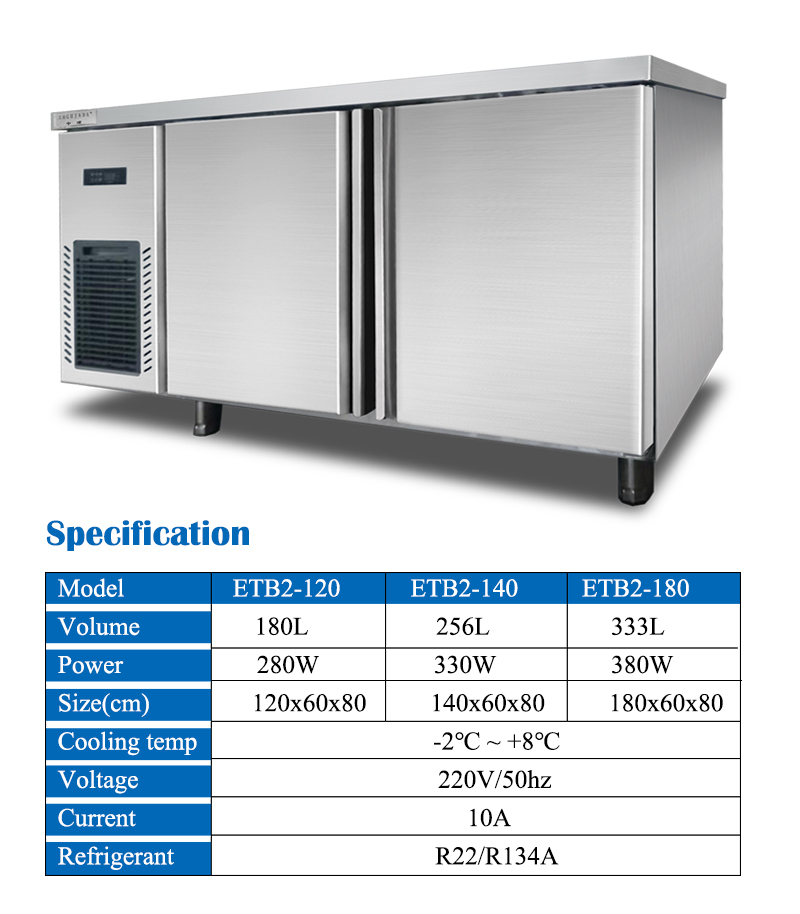 Commercial Kitchen Working Bench Air Cooling Chiller Freezer
