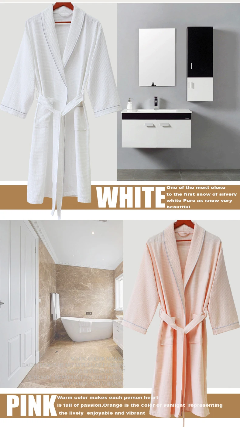 High quality Soft Sexy Bath Skirt Bathrobe  unisex long bathrobe cotton spa dress Custom waffle White robes manufacture