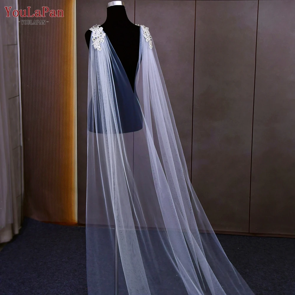 Стильная Фата YouLaPan VG01 с разрезом сзади и длинными плечами, аксессуары для банкетного платья, съемная Свадебная шаль