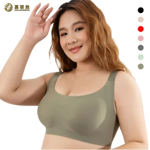 Plus Size Simple Solid Color Classic Quick Dry Underwear Breathable Push up Thin Casual Sports Jelly Seamless Bra for Women
