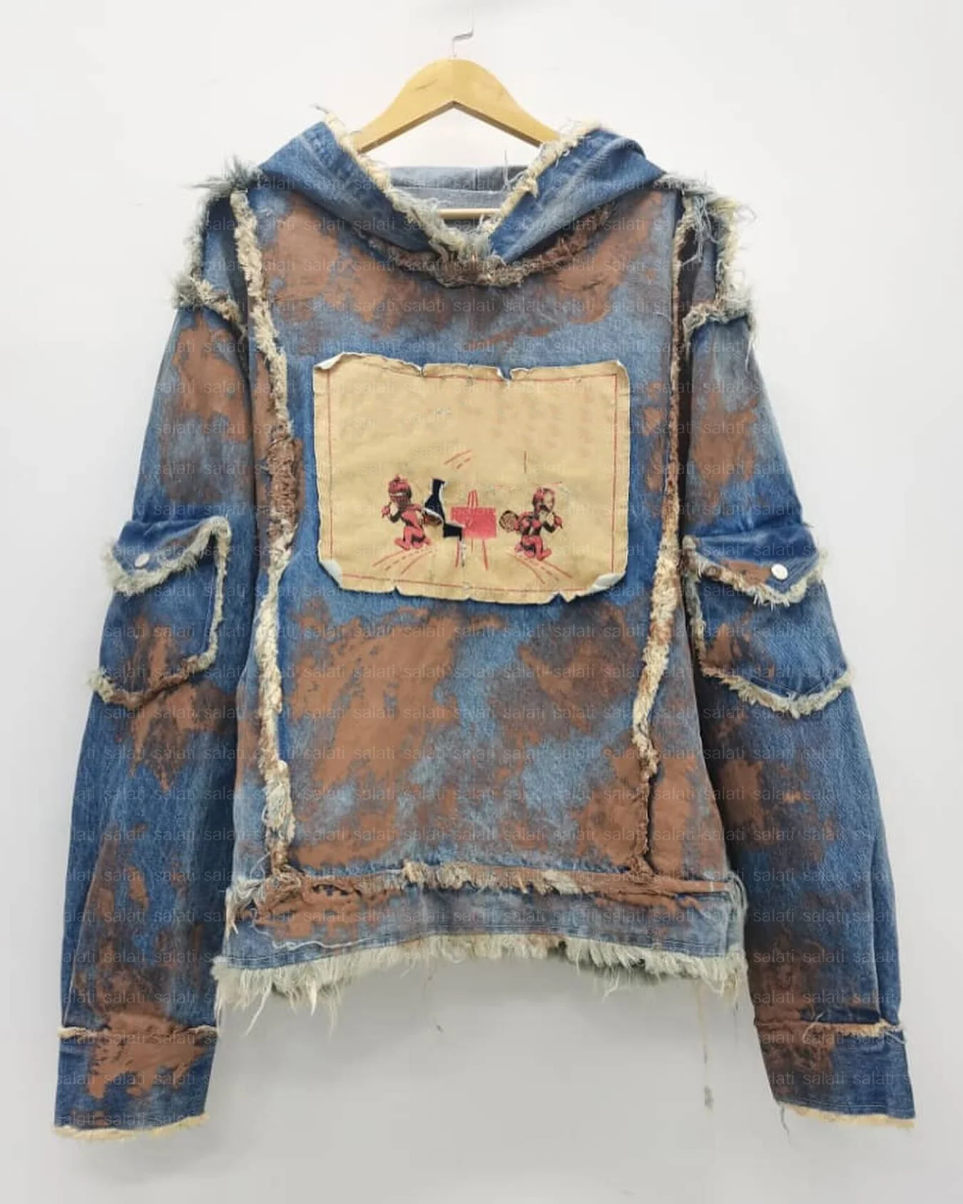 Custom OEM Streetwear Vintage Silk Screen Printed Pullover Sweatshirt Regular Fit 100% Cotton Raw Hem Hoodies Men Spring gallery 2