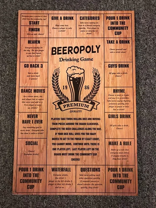 Beeropoly Beer Game Wood Drinking Board Game Original 