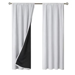 100% Blackout Curtains for Bedroom, Thermal Insulated Lined Curtains 84 Inches Double Layer Curtain, Energy Saving Curtain