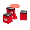 Red one table and three chairs