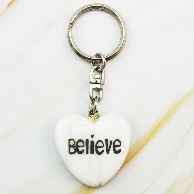 Factory Price Personalized Stones Heart Keychain With Engraving Customizable Pocket Stone Keychain gifts for girls