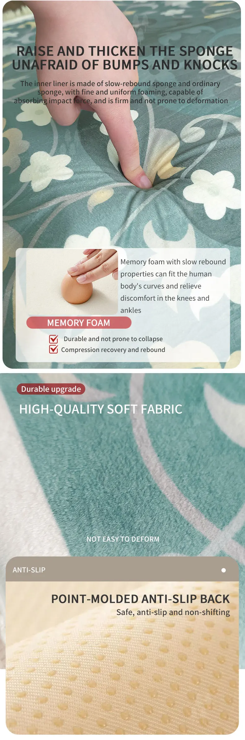 Tapis de prière ergonomique en mousse à mémoire avec support_voghion.com