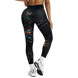 Customized Yoga Pants High-Quality Women's High Waist Fitness Butt-Lifting Breathable Black Printed Tight Leggings