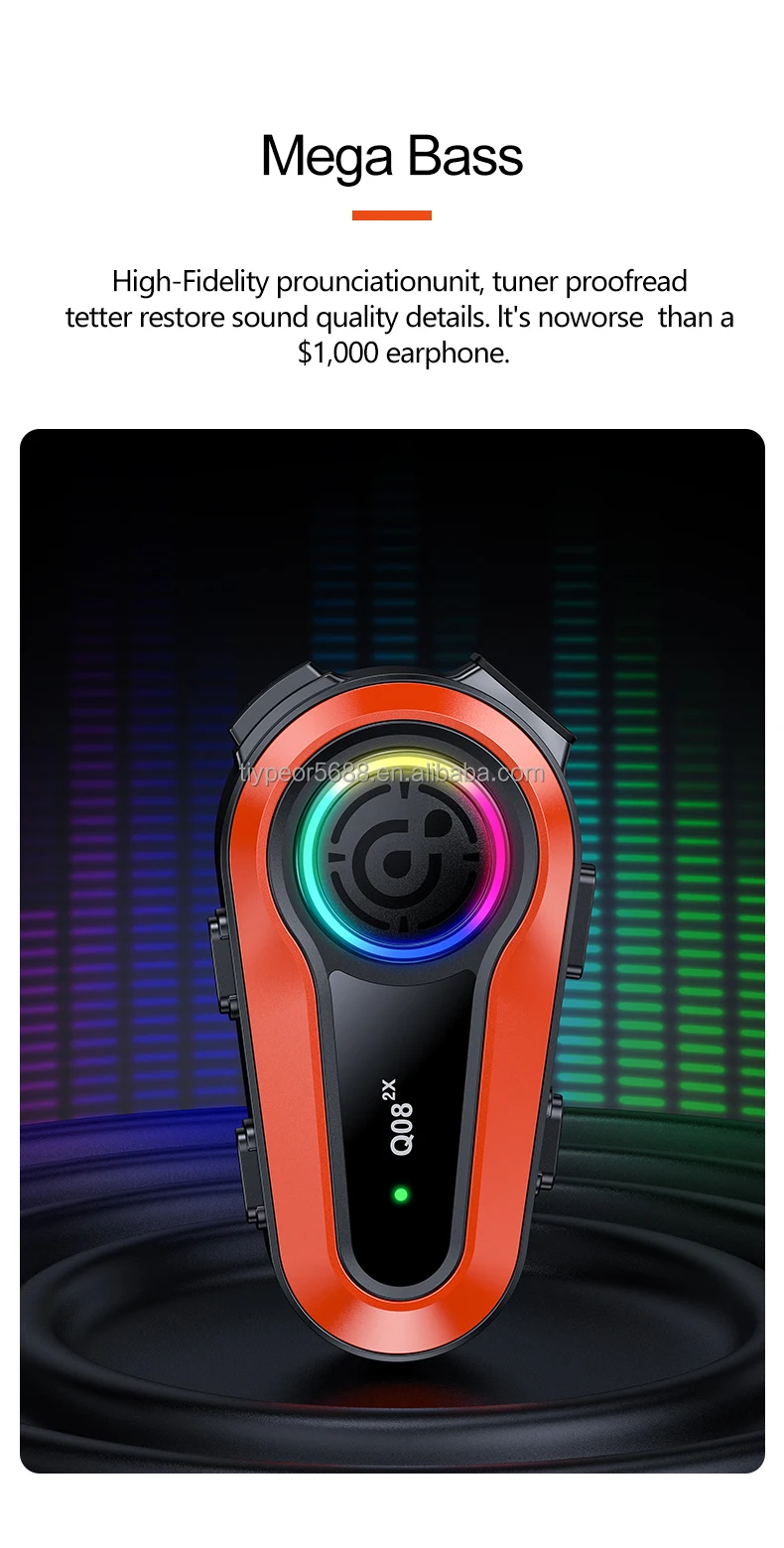 product tiypeor wireless waterproof open ear bluetooth helmet headset earbuds with led battery indicator fm radio for motorcycles-8