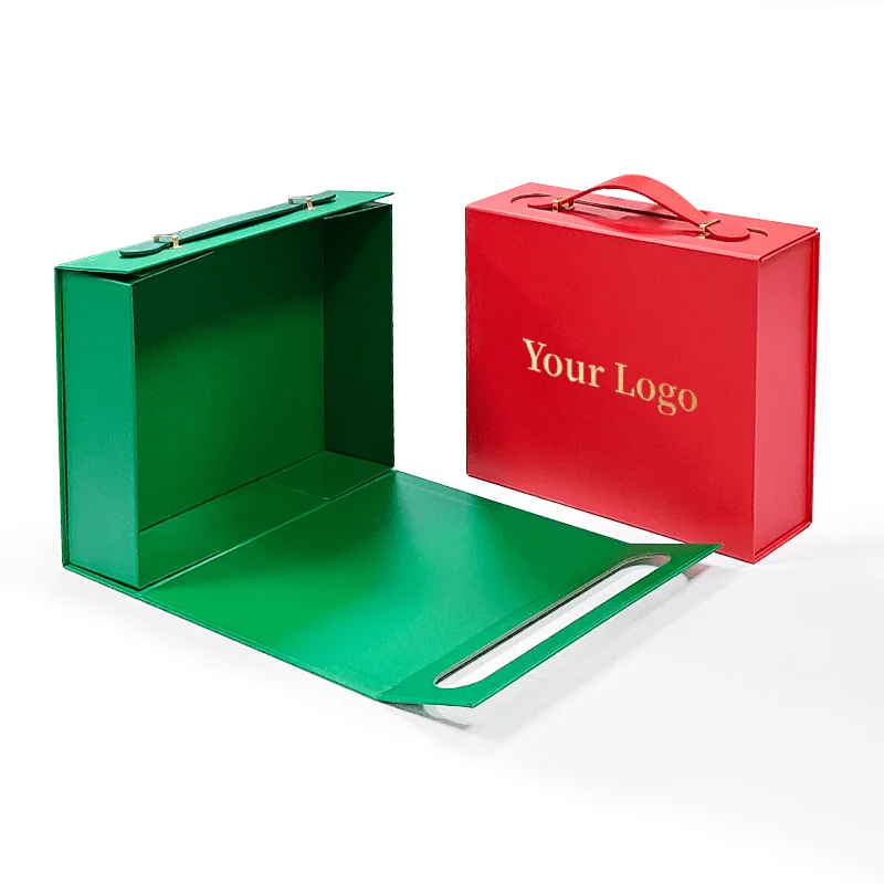 Custom Logo Gift Box Made From Exquisite Recyclable Carton with Practical Leather Handle