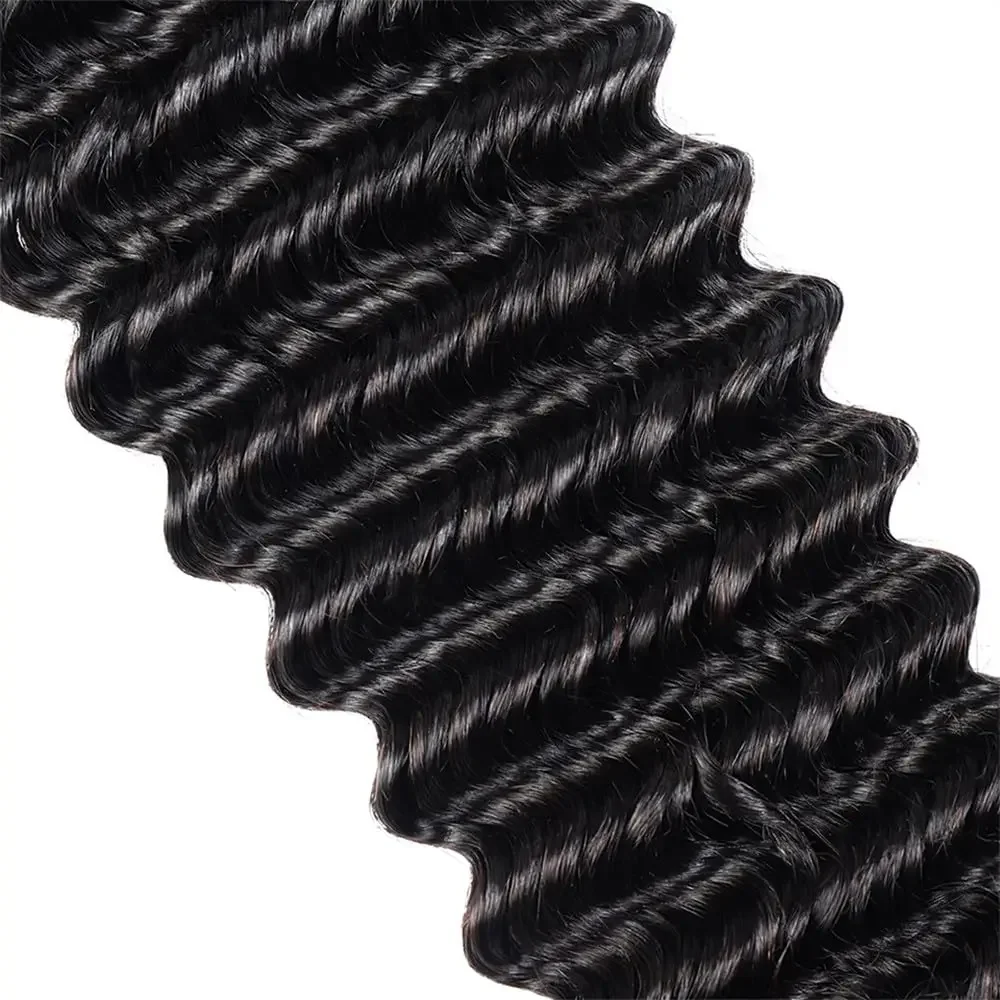 Echthaar Deep Wave Flechtbündel Natürliche Farbe Haarsträhnen_voghion.com