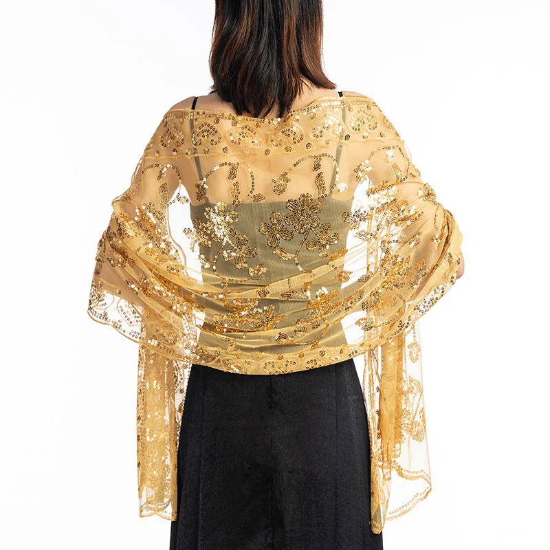 Sequin Floral Shawls and Wraps for Evening Dresses Women Polyester Sparkly  Sheer Mesh Wedding Shawls for Evening Party| Alibaba.com