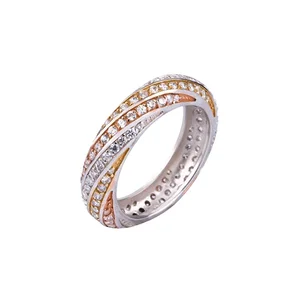 Keiyue Heavy Duty Durable Simplicity and Clarity Womens Spiral Eternity Finger Zircon Rings Silver/Gold Plated Wholesale