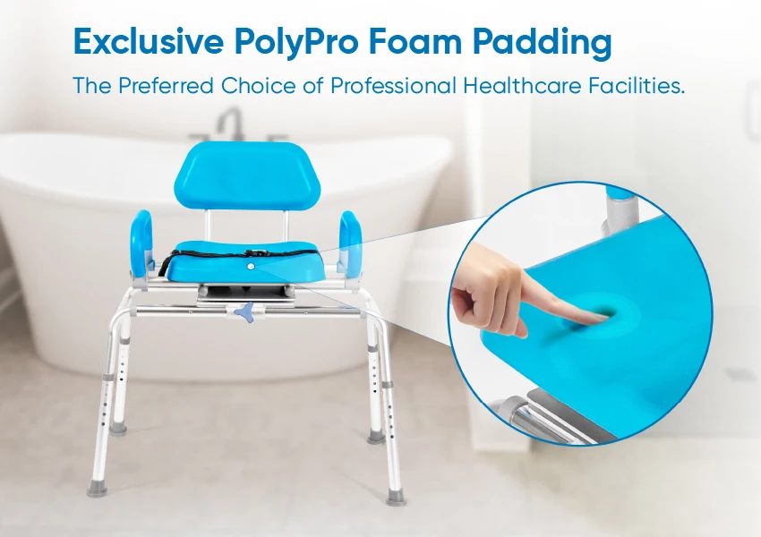 product 360 sliding swivel heavy duty shower chair with arms for elderly rolling medical shower chair for handicap removable back-7
