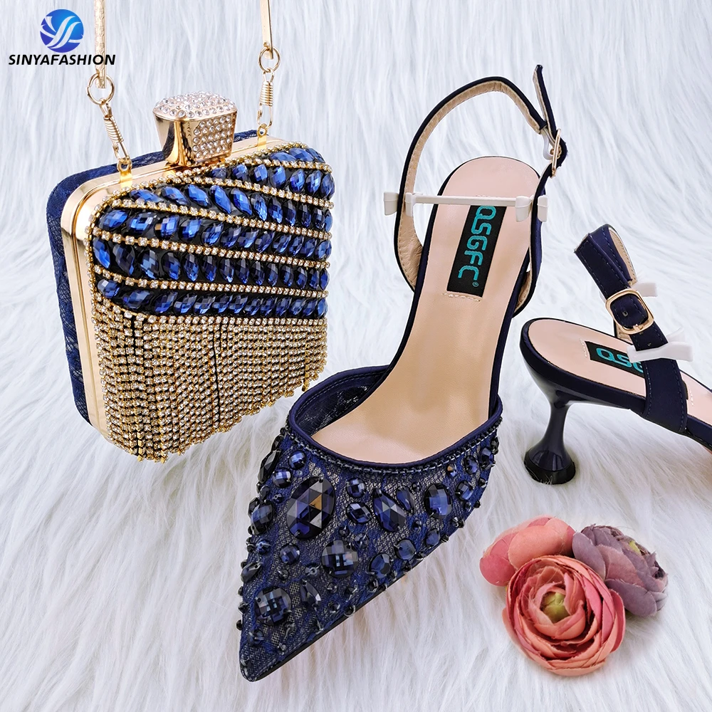 Magent Colors Gorgeous Women Shoes Bag Set For Wedding Lady Heels Matching  Purse
