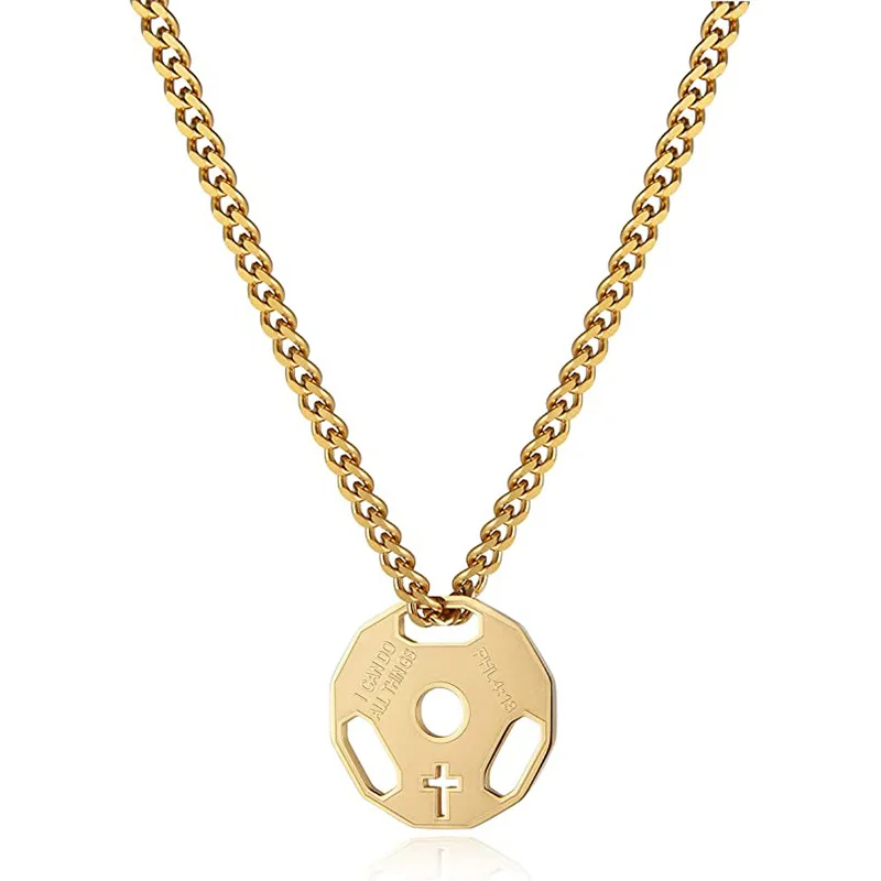 Collier Pendentif Haltère Fitness – Acier Inoxydable 316, Chaîne Barbell, Motif Muscu Pour Hommes & Femmes Sportifs