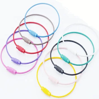 Stainless Steel Key Ring Enamel Paint Wire Rope Keychain Stainless ...