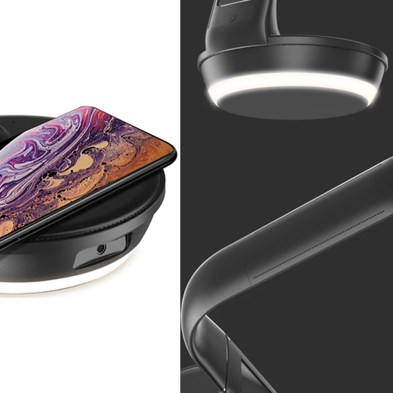 
Светодиодная настольная лампа, портативная и Гибкая Настольная лампа U8Q с имитацией кожи и ЖК-дисплеем, с календарем и температурой 