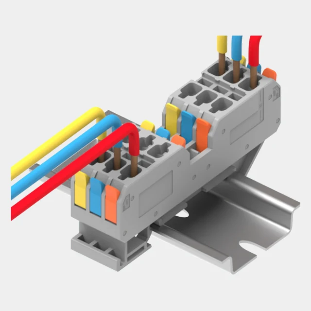 3-Pole Rail-Mount Terminal Blocks with Lever for all conductor
