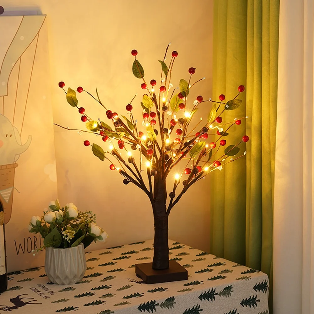 Nordischer Stil Heimdekoration Weidorn-Bonsai-Baum-Lampe 24 LED  Knstlicher Baum Licht Warmwei Feenlicht Baum Festbeleuchtung