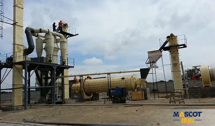 Wet ball mill and spiral classifier closed-circuit grinding line at a customer mineral processing site