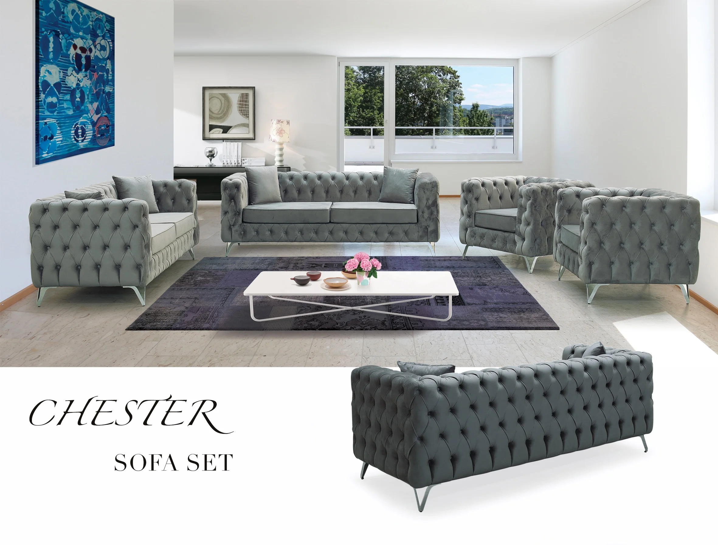 Home Furniture Chesterfield Design Royal Luxury Gold Foot Living Room