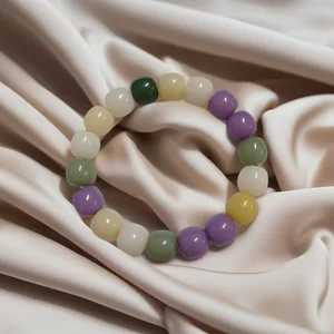 Muxcor Custom Colorful Purple Beige Acrylic Beaded Bracelet Classic Fashion Fancy Jewellery for Ladies Women