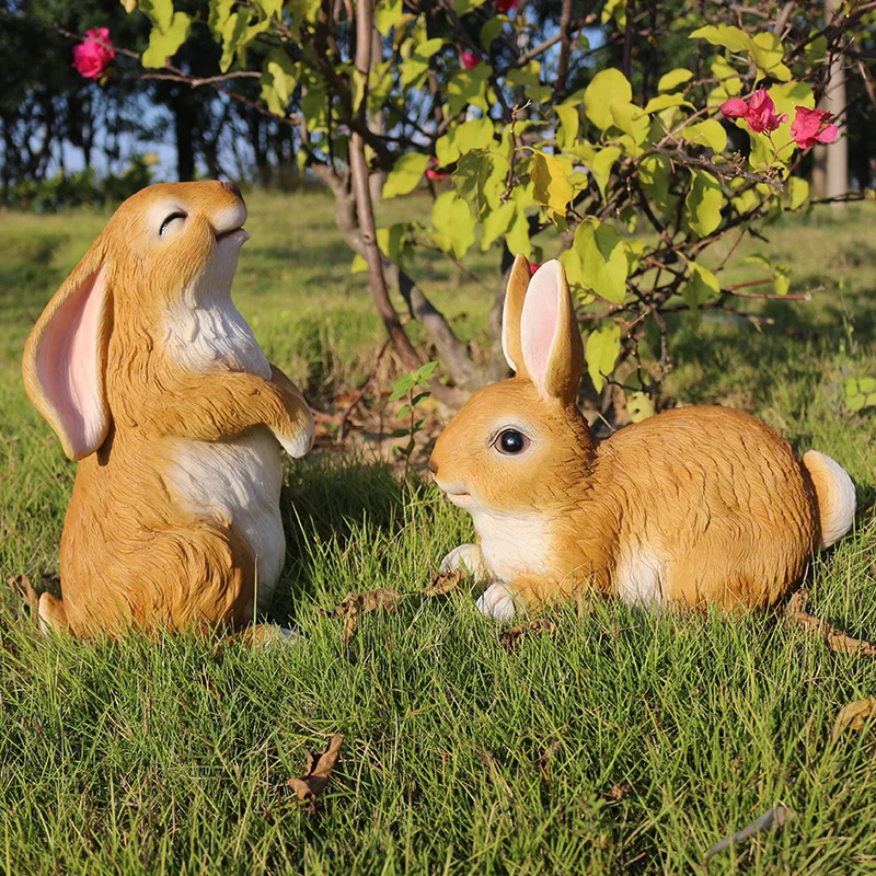 Standing Sculpture Rabbit Outdoor Garden Statue Polyresin Your Patio